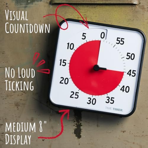 TIME TIMER 8-Inch Visual Timer, 60-Minute Countdown Clock