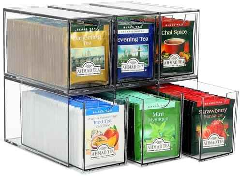 LANLISA Acrylic 6 Pack Tea Bag Organizer and Storage