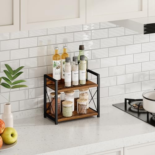 Giikin 2-Tier Countertop Shelf Organizer, Brown, S