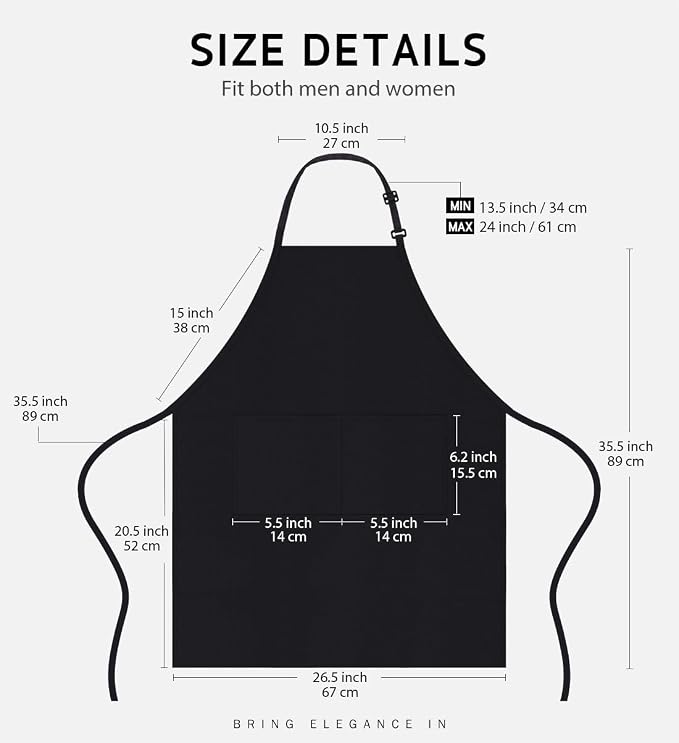 Syntus Apron for Men Women, Adjustable Cooking Kitchen Chef Aprons - Image 2
