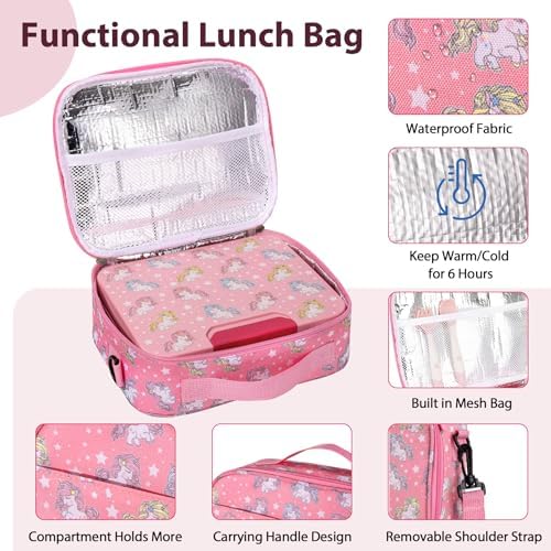 Kids Bento Lunch Box Set with 9.5oz Soup Thermo, Leak-Proof Lunch Food