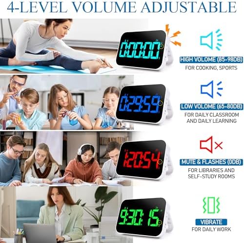 Kitchen LED Digital Timer Rechargeable, RGB Count Down Up Digital