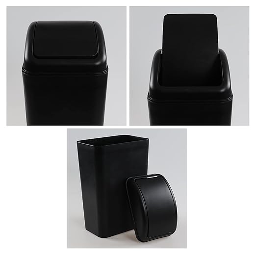 Plastic Waste Bin with Swing Lid, 14 Liter Garbage Can, 1 Pack, 5.2" x 8.2" x - Image 2