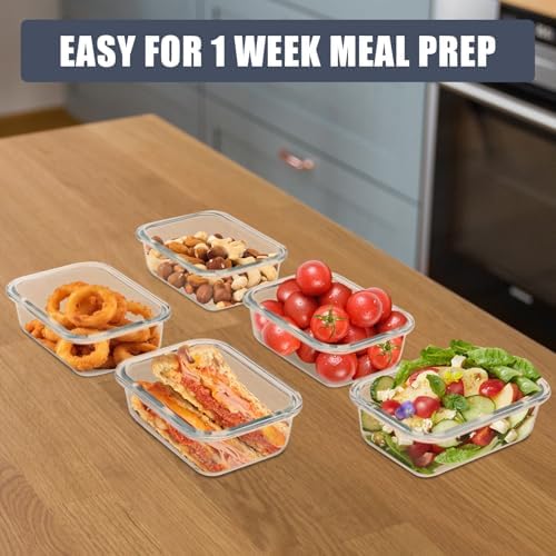 6pack 12oz Small Glass Meal Prep Containers with Lids