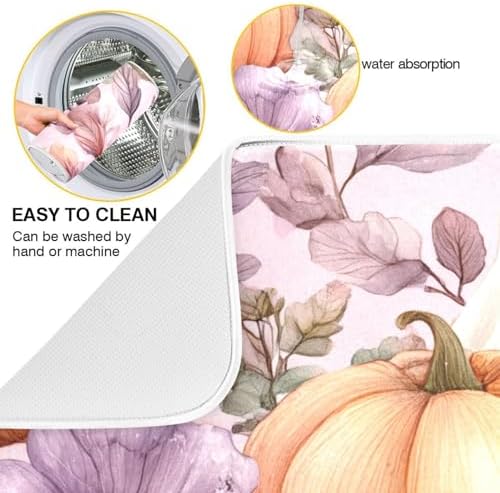OTVEE Mystical Halloween Pumpkin Art Dish Drying Mat for Kitchen