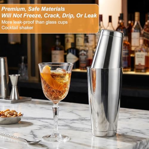 8pcs Cocktail Shaker Boston Shaker Set,Professional Stainless Steel