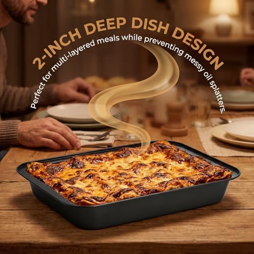 Lyellfe 3 Pack Rectangle Baking Pan, 13 x 9 Inch