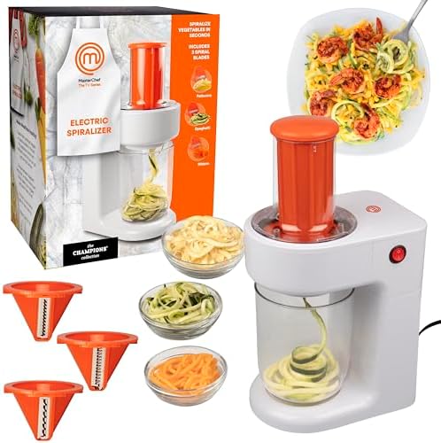 MasterChef Electric Spiralizer- 3in1 Vegetable Noodle, Homemade Pasta