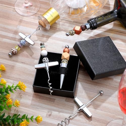 Hushee 40 Pcs Beadable Wine Stoppers with Travel Corkscrew Set