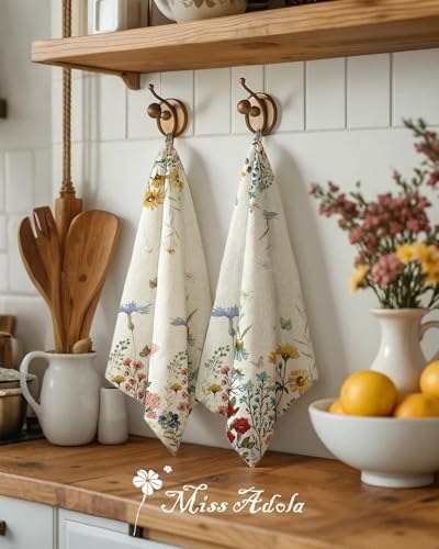 Miss Adola Flour Sack Kitchen Towels Set of 2, Retro Flower