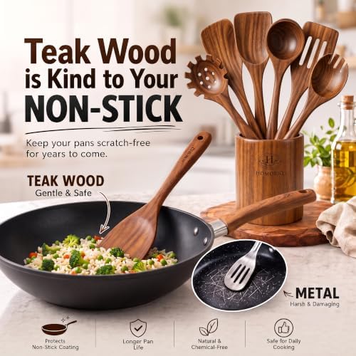 12-Piece Teak Wooden Cooking Utensil Set