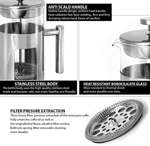 Glass French Press Coffee Maker, 34 oz