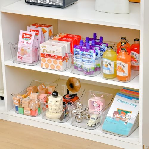 12 Pack Clear Plastic Storage Bins with Handles