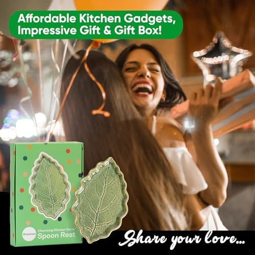 Ceramic Spoon Rest for Stove Top Cute Leaf Spoon Rest for Kitchen