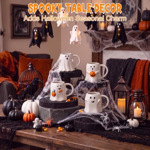 Baderke Set of 4 Halloween Ghost Coffee Mug 14 oz Ceramic Cute Ghost
