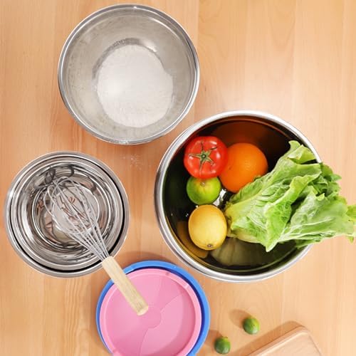 Mixing Bowls with Lids, 5PCS, Stainless Steel