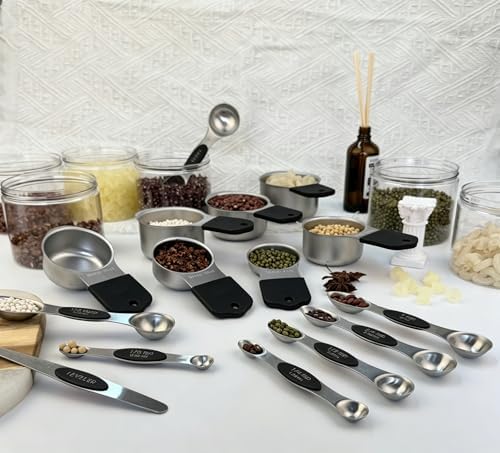 Stainless steel 304 measuring cup and spoon magnetic silicone handle