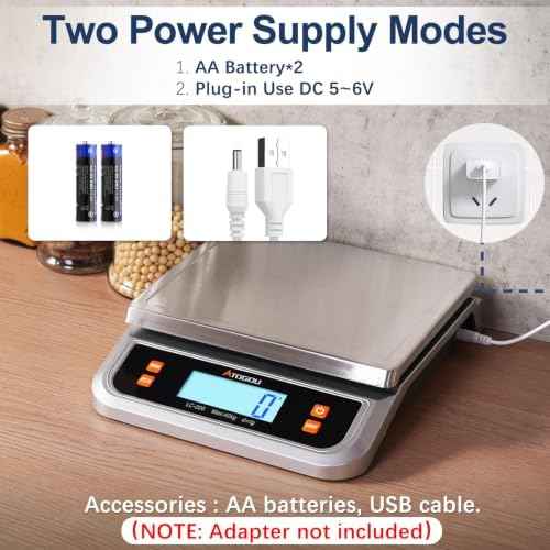 Atogou 88lb Food Scale, Commercial Kitchen Scale Plug-in Usable