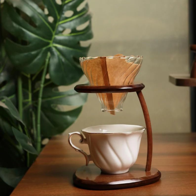 Wooden Pour Over Coffee Stand, Modern Minimalist Drip Coffee Holder