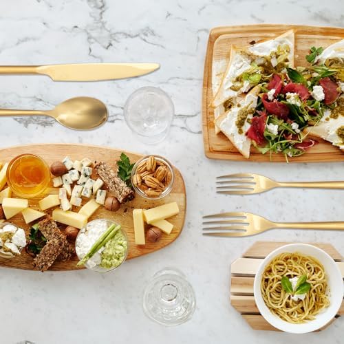 Gold 20-Piece Silverware Set with Handle, Stainless Steel Flatware