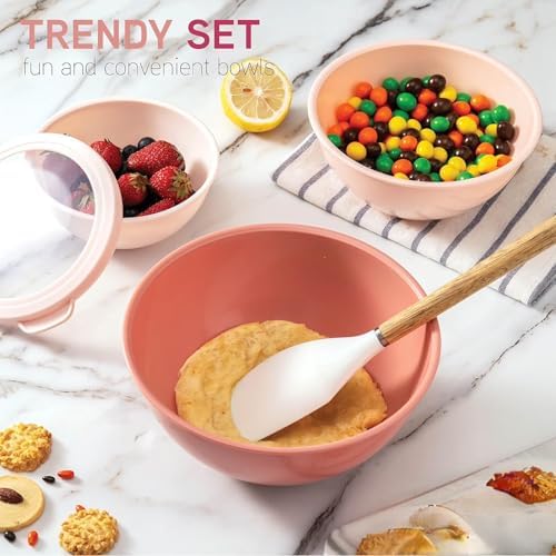 12 Piece Mixing Bowls with Lids Set BPA Free Plastic Nesting Bowls for