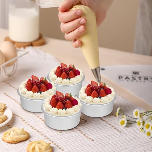 12 Pcs 4 Inch Round Cake Pans, Nonstick Aluminum Mini Cake Pans for