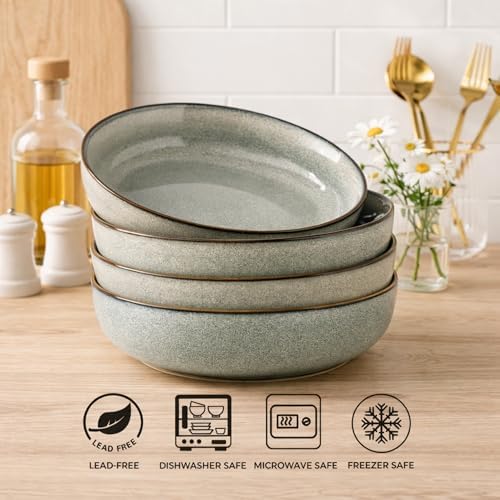 GBhome 8.75'' Large Ceramic Pasta Bowls, 38oz Stoneware Pasta Serving