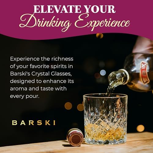 Barski Whiskey Glasses - Double Old Fashioned Rocks Glass - Set of 4