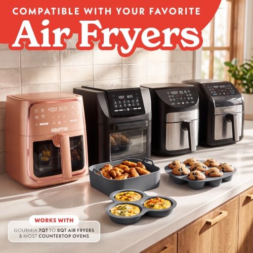 Gourmia Silicone Air Fryer Liners - 3 Piece Set with Egg Bite & Muffin