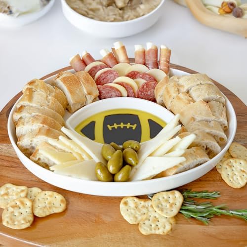 Football Bowl - Porcelain Serving Platter for Bread with Olive Oil