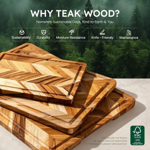 Teak Wood Cutting Board, 4 Pack