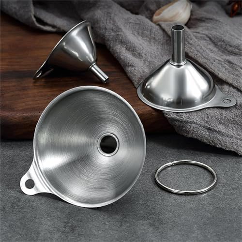 3Pcs Stainless Steel Kitchen Funnel Set Food Grade Metal Small Funnel