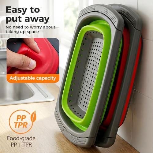Collapsible Colander Strainer with Extendable Handles - Over the Sink