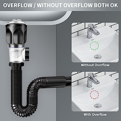 No Need Tools Easy Install Bathroom Sink Drain Kit, 3 in 1 Plumbing
