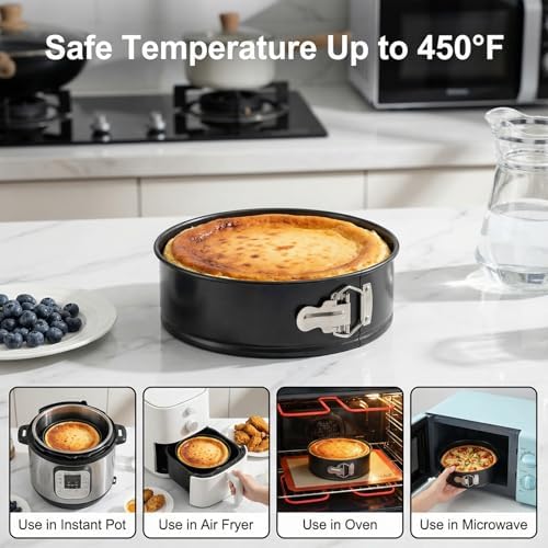 4 Pcs 6 Inch Springform Pan Set, Nonstick Round Cheesecake Pan with