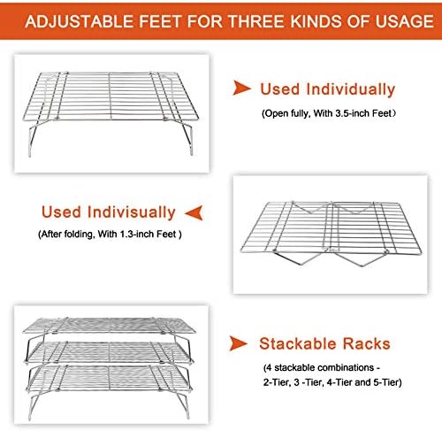 P&P CHEF 5-Tier Stainless Steel Cooling Rack, 15" x 10", Silver