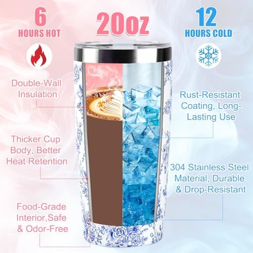 Tumbler, Insulated Coffee Travel Mug with Lid and Straw for Women