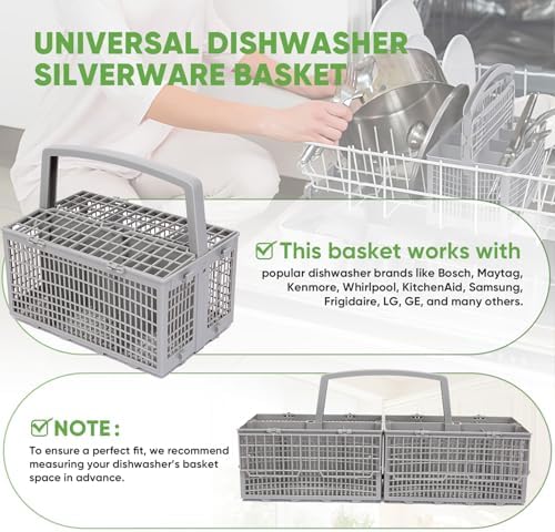 Universal Dishwasher Silverware Basket Replacement - 2 in 1 Detachable
