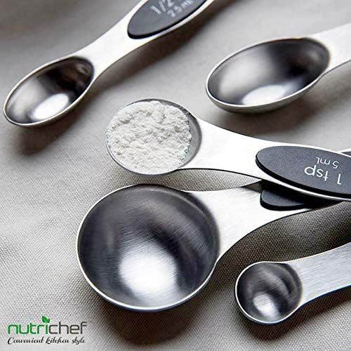 NutriChef 6-Piece Magnetic Measuring Spoon Set - Stainless Steel