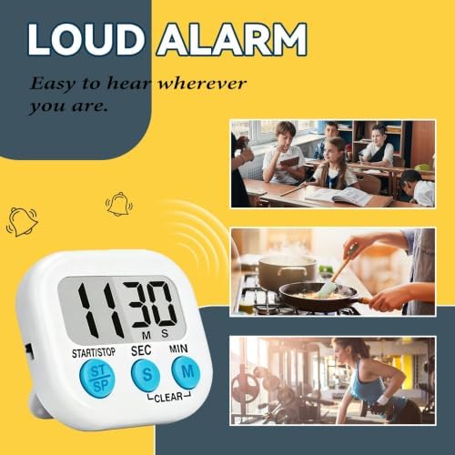 12 Pack Digital Kitchen Timers, Loud Alarm, Large LCD