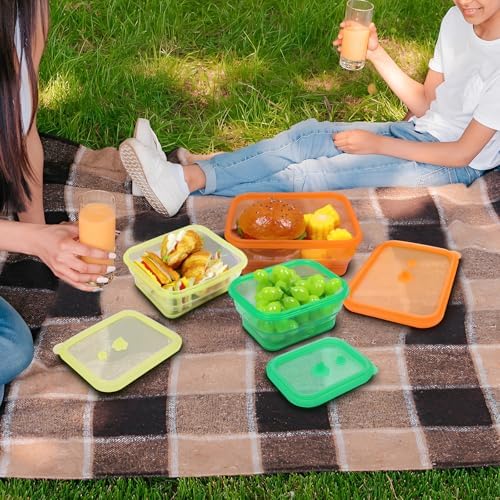 Set of 3 Clear Collapsible Full Silicone Food Storage Containers with