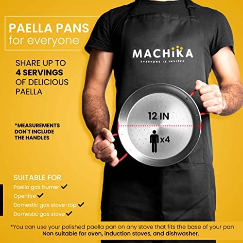 Machika Traditional Carbon Steel Skillet, Genuine Spanish Paella Pan
