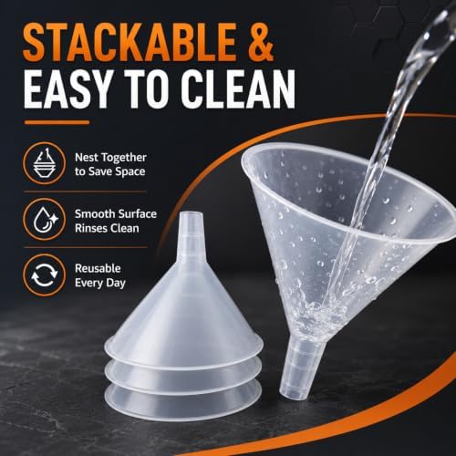 CYEAH 8 Pcs Plastic Funnels, 6 Inch Wide Mouth Large Funnel, Clear