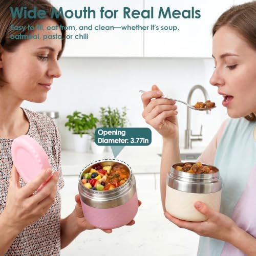 24 oz Insulated Food Jar, Stainless Steel Lunch Container, Black