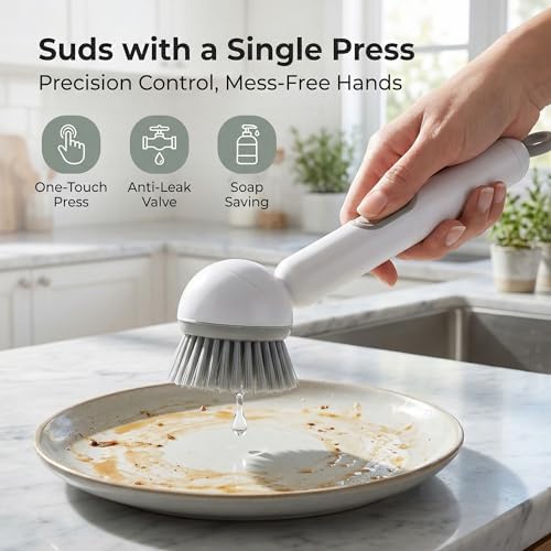 Li&Zhao Dish Brush with Soap Dispenser, 2 Pack