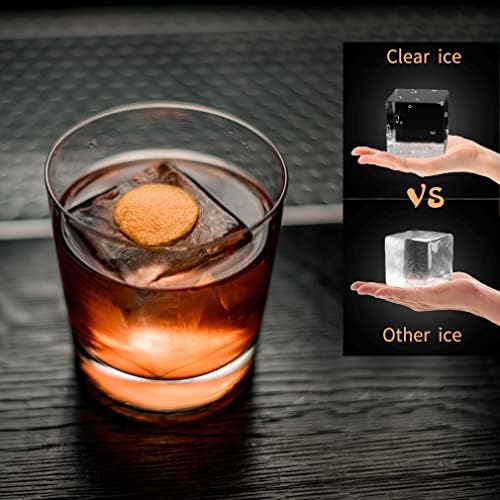 TINANA Upgrade 2 Inch Clear Ice Cube Tray Make 8 Large Square Crystal