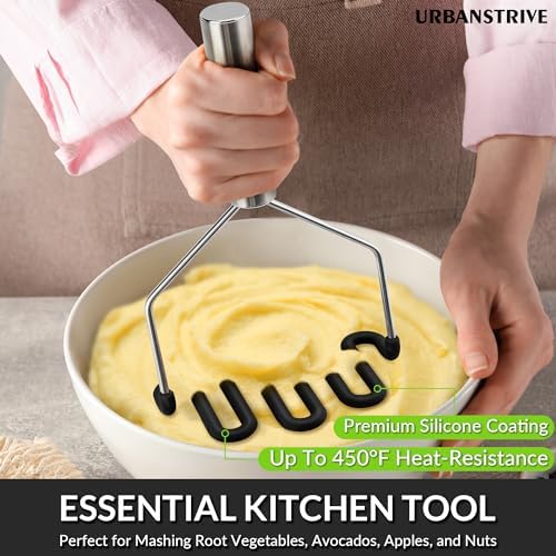 Non-Scratch Potato Masher Silicone Heavy Duty Stainless Steel Wire
