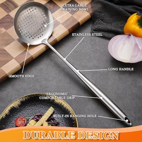 Kitchen Skimmer - Slotted Spoon for Straining, Stainless Steel Spider