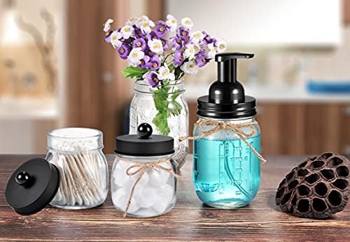 SheeChung 16oz Glass Mason Jar Foaming Hand Soap Dispenser, Black