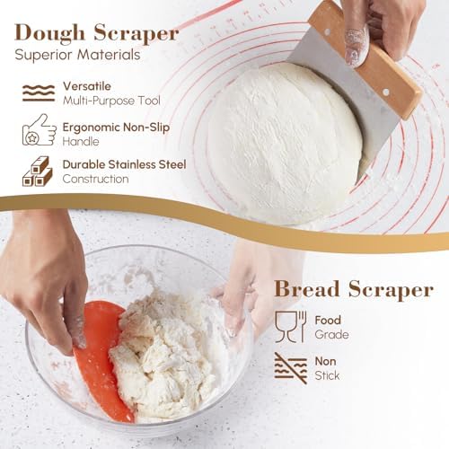 17 Pieces Banneton Bread Proofing Basket Set - 9 inch Round and